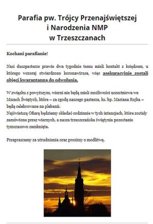 9 ofiarą koronawirusa w Polsce Ksiądz Henryk Borzęcki, proboszcz parafii Białopole w Diecezji Zamojsko-Lubaczowskiej. To z tego powodu probostwo i Kościół w sąsiednich Trzeszczanach są zamknięte